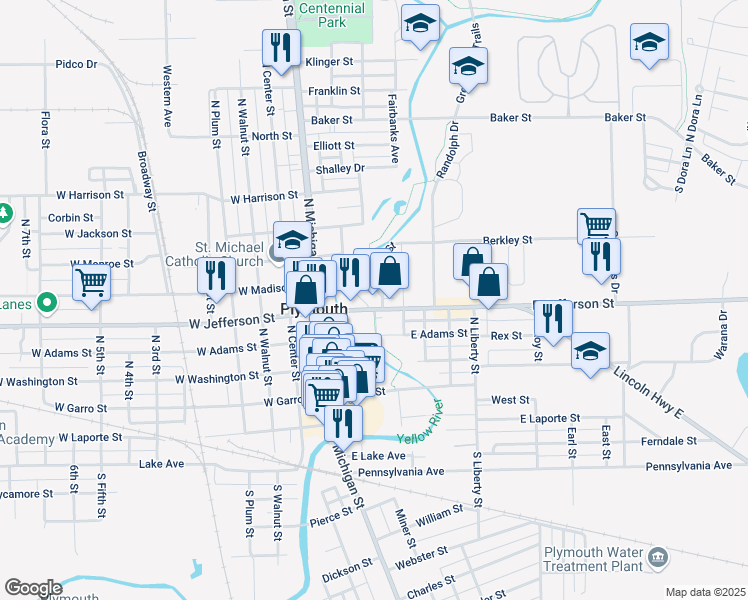 map of restaurants, bars, coffee shops, grocery stores, and more near 510 Polk Street in Plymouth