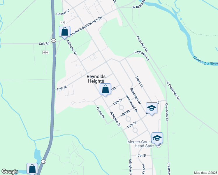 map of restaurants, bars, coffee shops, grocery stores, and more near 111 12th Street in Greenville