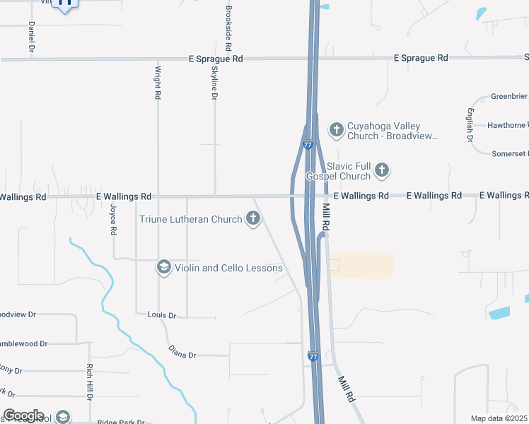 map of restaurants, bars, coffee shops, grocery stores, and more near 4830 East Wallings Road in Broadview Heights