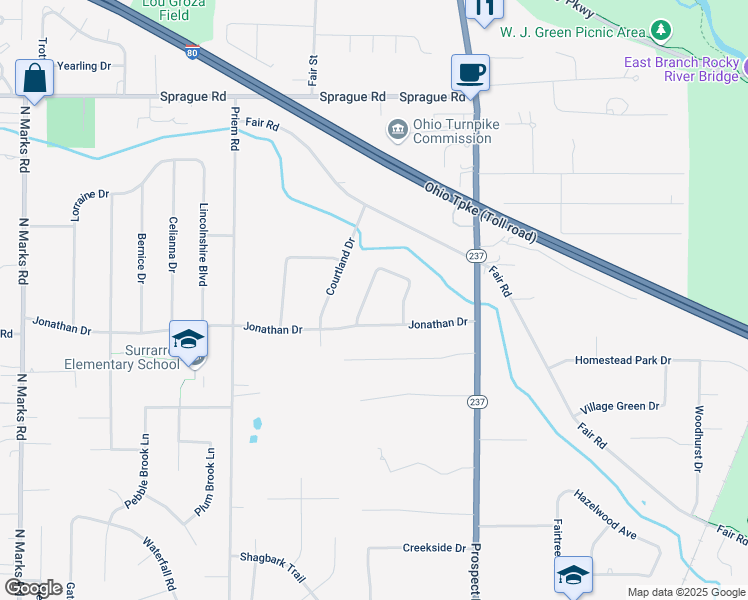 map of restaurants, bars, coffee shops, grocery stores, and more near 21620 Montclare Boulevard in Strongsville