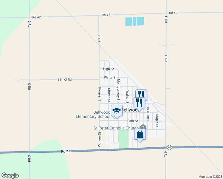 map of restaurants, bars, coffee shops, grocery stores, and more near 650-698 Prospect St in Bellwood