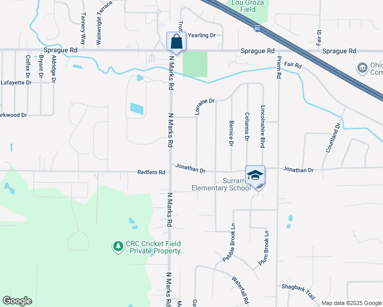 map of restaurants, bars, coffee shops, grocery stores, and more near 9013 North Marks Road in Strongsville