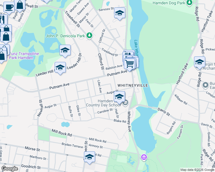 map of restaurants, bars, coffee shops, grocery stores, and more near 57 Jaenicke Lane in Hamden