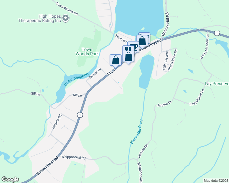 map of restaurants, bars, coffee shops, grocery stores, and more near 11 Apple Tree Drive in Old Lyme