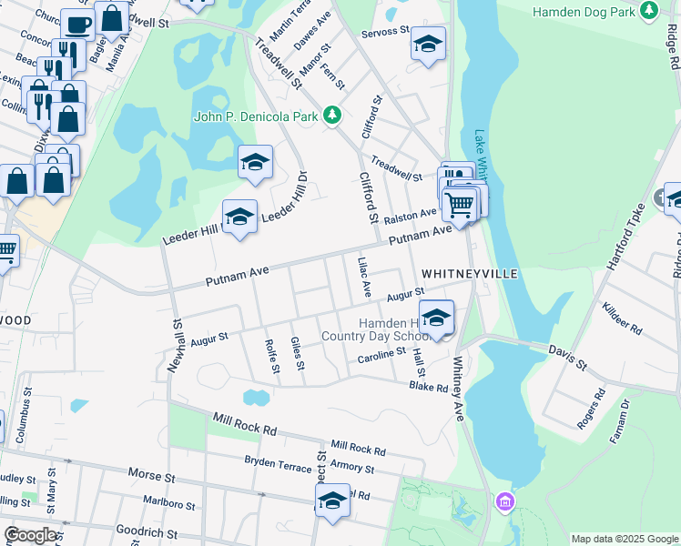map of restaurants, bars, coffee shops, grocery stores, and more near 53 Turnor Avenue in Hamden
