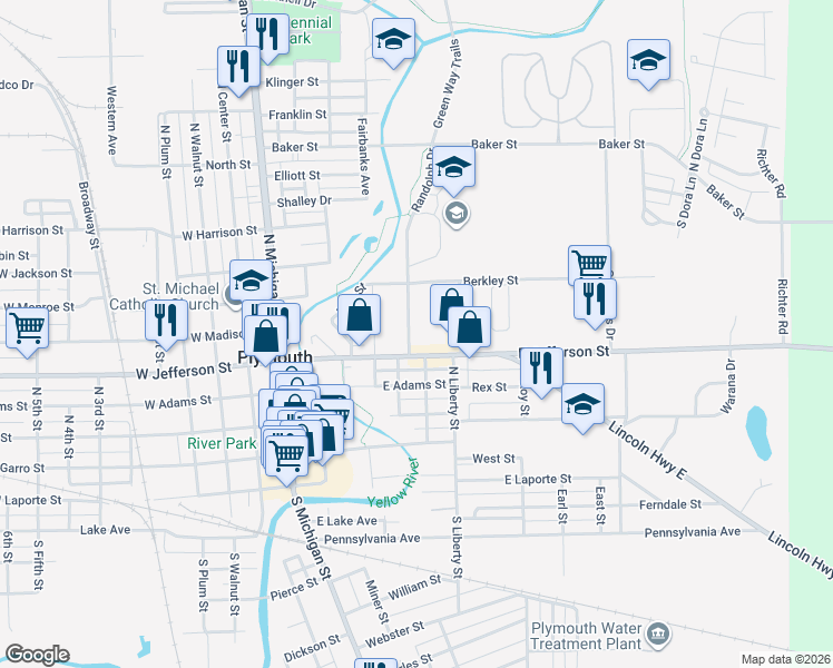 map of restaurants, bars, coffee shops, grocery stores, and more near 506 Randolph Drive in Plymouth