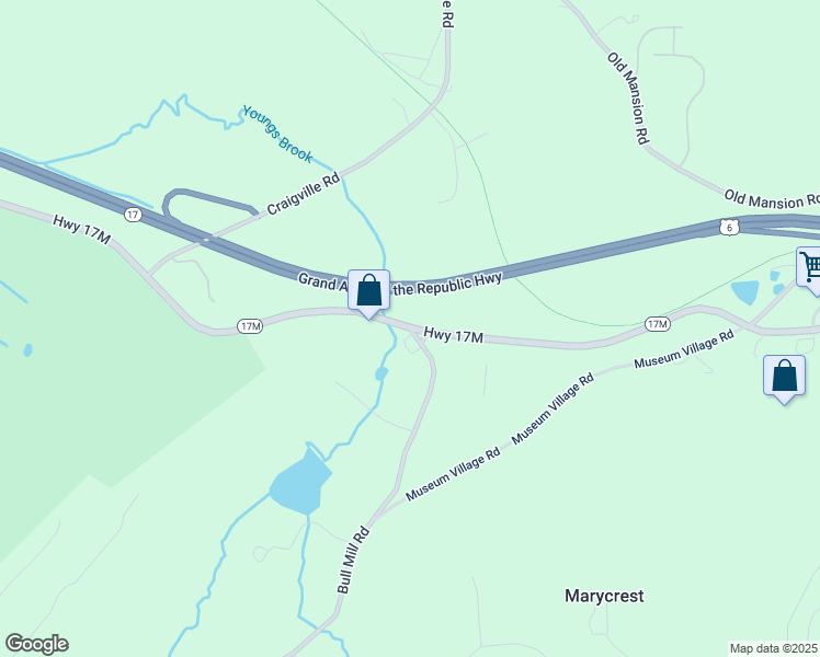 map of restaurants, bars, coffee shops, grocery stores, and more near 1130 New York 17M in Chester