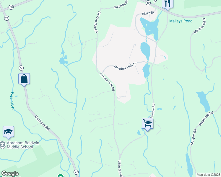 map of restaurants, bars, coffee shops, grocery stores, and more near 9 Wheeler Path in Guilford