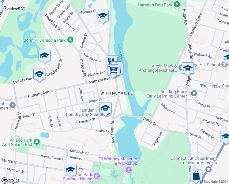 map of restaurants, bars, coffee shops, grocery stores, and more near in Hamden