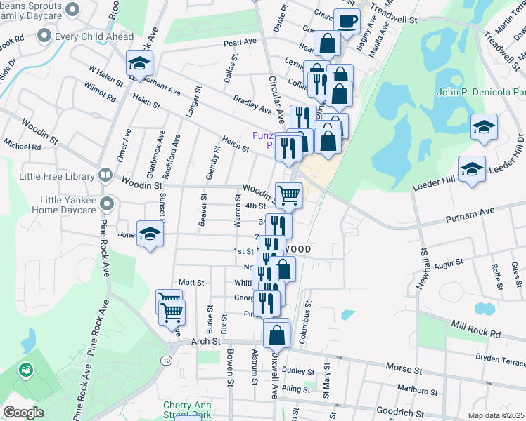 map of restaurants, bars, coffee shops, grocery stores, and more near 42 4th Street in Hamden
