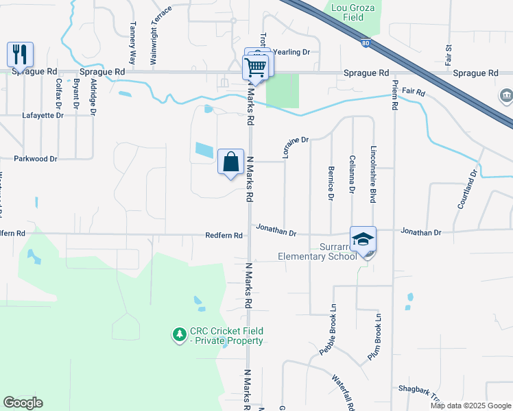 map of restaurants, bars, coffee shops, grocery stores, and more near 9013 North Marks Road in Strongsville