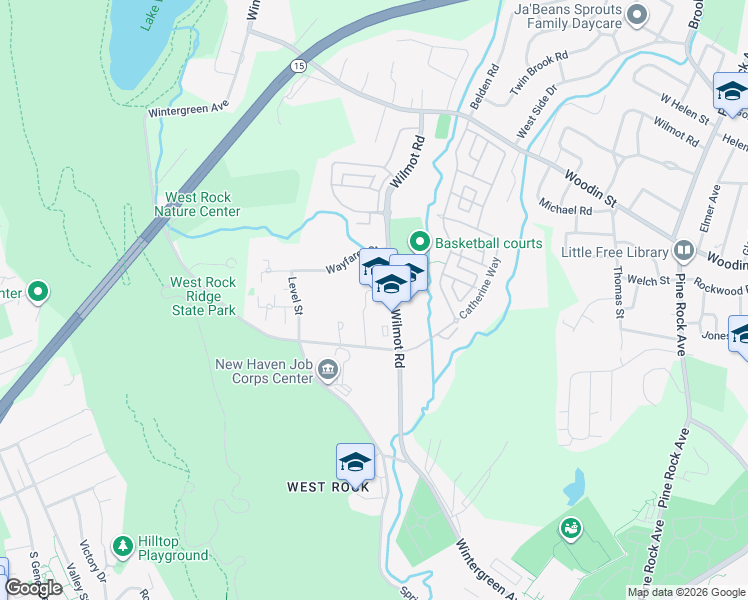 map of restaurants, bars, coffee shops, grocery stores, and more near 200 Wilmot Road in New Haven