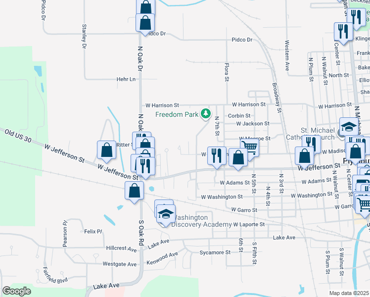map of restaurants, bars, coffee shops, grocery stores, and more near 613 Richard Drive in Plymouth