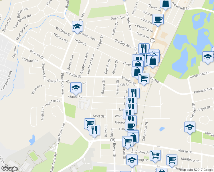 map of restaurants, bars, coffee shops, grocery stores, and more near 126 4th Street in Hamden
