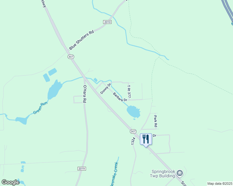 map of restaurants, bars, coffee shops, grocery stores, and more near 307 Barbara Drive in Lackawanna County