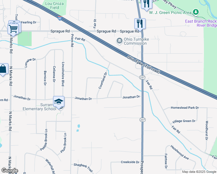 map of restaurants, bars, coffee shops, grocery stores, and more near 21620 Montclare Boulevard in Strongsville
