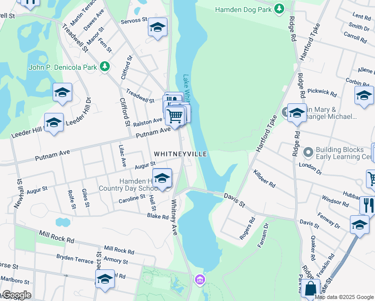 map of restaurants, bars, coffee shops, grocery stores, and more near in Hamden
