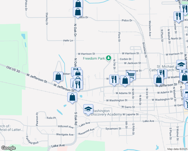 map of restaurants, bars, coffee shops, grocery stores, and more near 613 Richard Drive in Plymouth