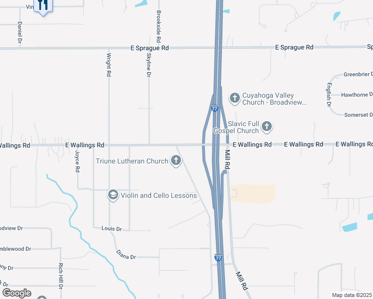 map of restaurants, bars, coffee shops, grocery stores, and more near 4830 East Wallings Road in Broadview Heights