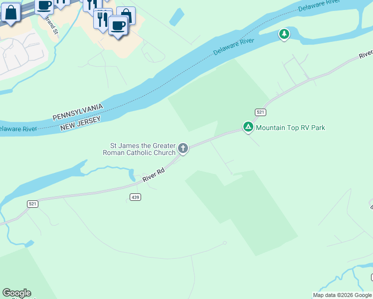 map of restaurants, bars, coffee shops, grocery stores, and more near 107 River Road in Montague