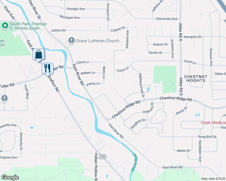 map of restaurants, bars, coffee shops, grocery stores, and more near 334 Rutgers Ct in Elyria
