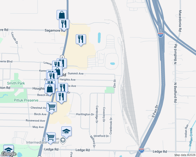 map of restaurants, bars, coffee shops, grocery stores, and more near 181 Heights Avenue in Northfield
