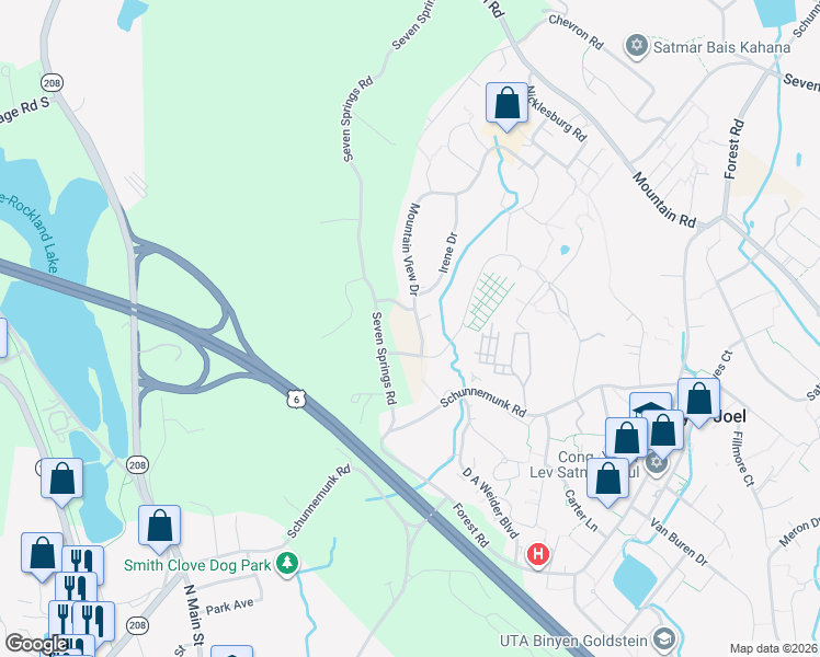 map of restaurants, bars, coffee shops, grocery stores, and more near 141 Mountain View Drive in Monroe