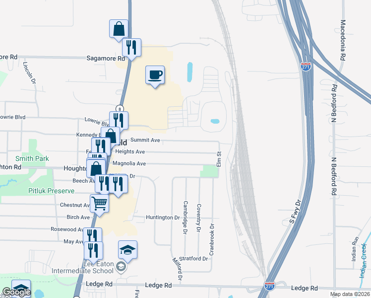 map of restaurants, bars, coffee shops, grocery stores, and more near 181 Heights Ave in Northfield