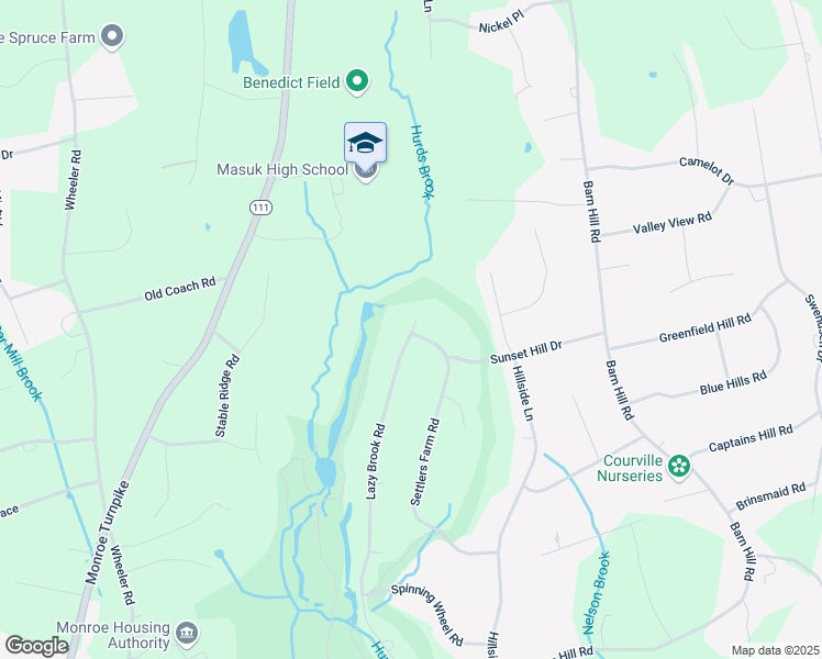 map of restaurants, bars, coffee shops, grocery stores, and more near 155 Lazy Brook Road in Monroe