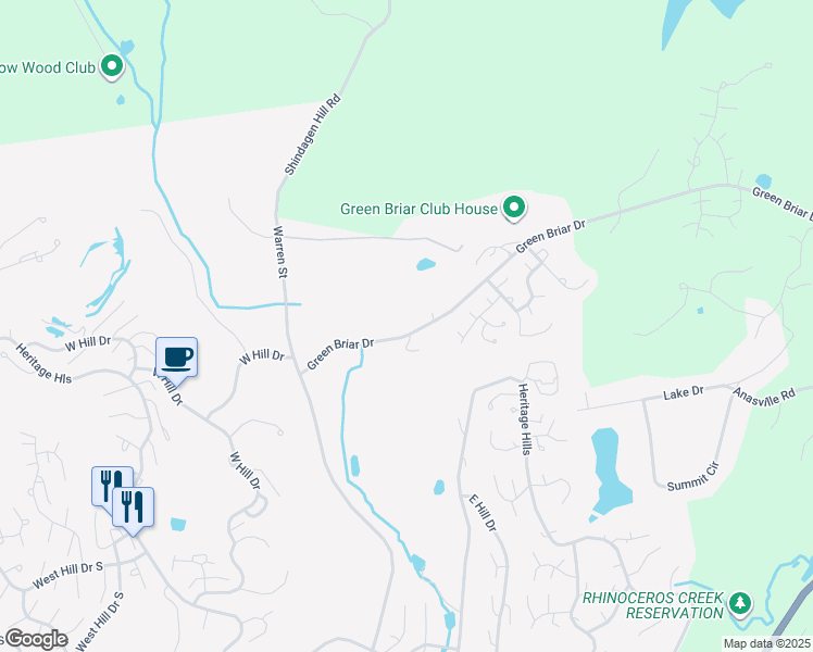 map of restaurants, bars, coffee shops, grocery stores, and more near 4 Green Briar Drive in Somers