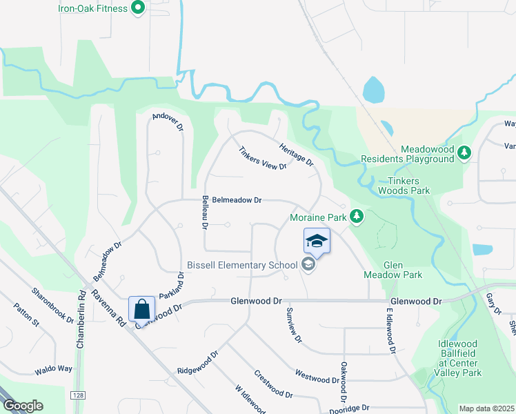 map of restaurants, bars, coffee shops, grocery stores, and more near 10106 Ridgewood Drive in Twinsburg