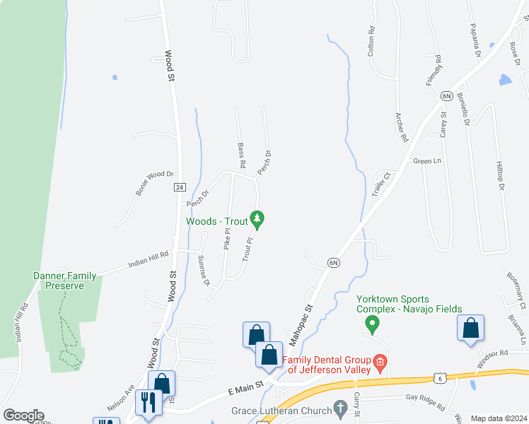 map of restaurants, bars, coffee shops, grocery stores, and more near 11 Trout Place in Mahopac