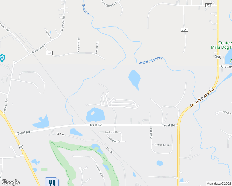 map of restaurants, bars, coffee shops, grocery stores, and more near 238 Treat Road in Aurora