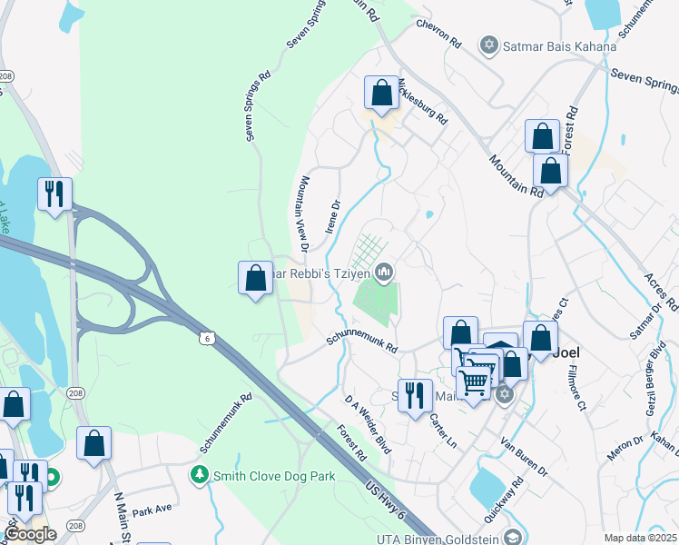 map of restaurants, bars, coffee shops, grocery stores, and more near 37 Raywood Drive in Monroe