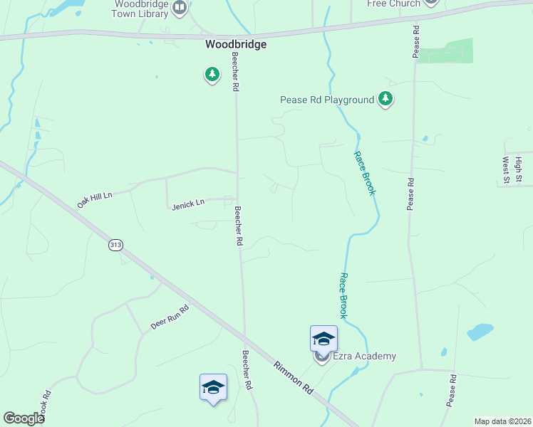 map of restaurants, bars, coffee shops, grocery stores, and more near 95 Beecher Road in Woodbridge