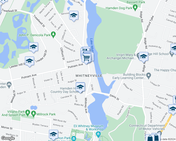 map of restaurants, bars, coffee shops, grocery stores, and more near in Hamden