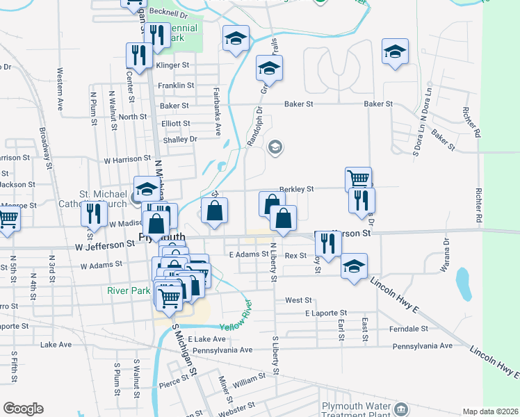map of restaurants, bars, coffee shops, grocery stores, and more near 506 Randolph Drive in Plymouth