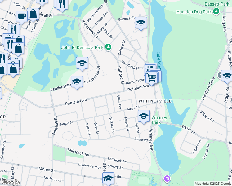 map of restaurants, bars, coffee shops, grocery stores, and more near 53 Turnor Avenue in Hamden