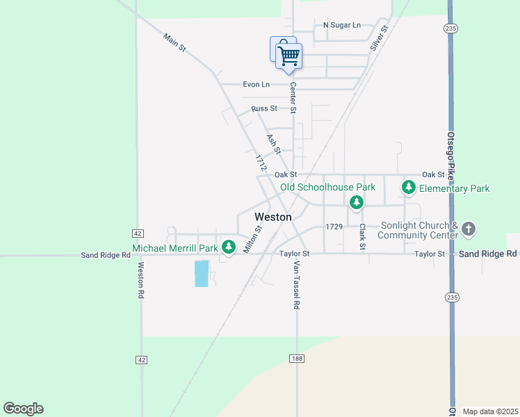 map of restaurants, bars, coffee shops, grocery stores, and more near 20605 Cherry Street in Weston