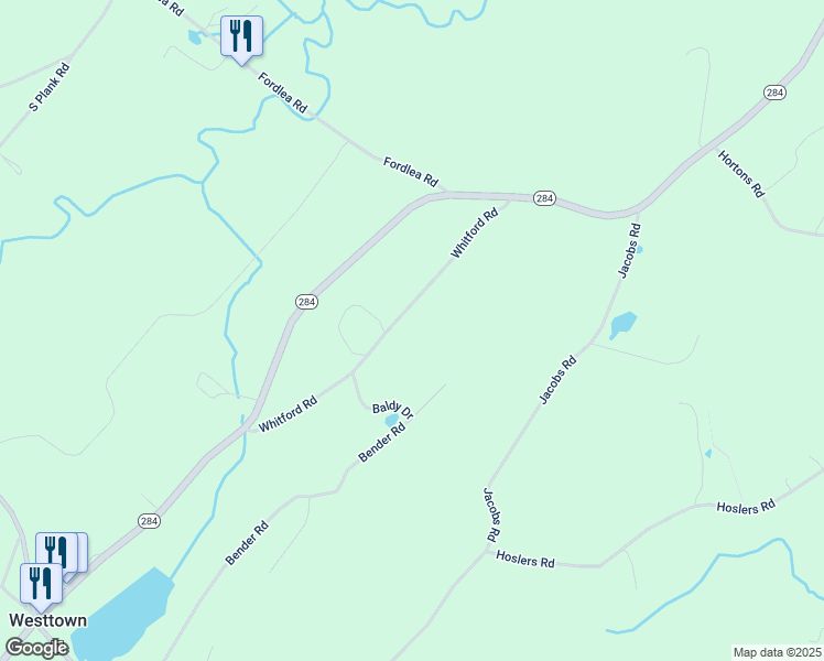 map of restaurants, bars, coffee shops, grocery stores, and more near 68 Whitford Road in Westtown