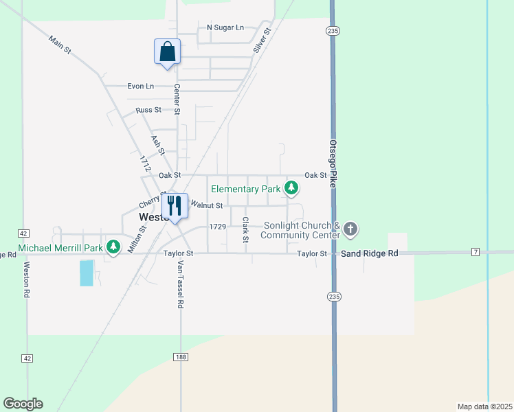 map of restaurants, bars, coffee shops, grocery stores, and more near 13240 Clark Street in Weston
