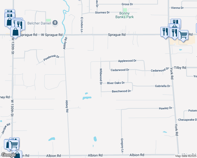 map of restaurants, bars, coffee shops, grocery stores, and more near 8920 Wildwood Drive in North Royalton