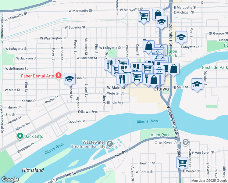 map of restaurants, bars, coffee shops, grocery stores, and more near 622 Webster Street in Ottawa