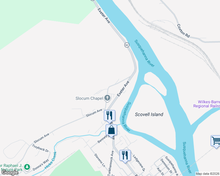 map of restaurants, bars, coffee shops, grocery stores, and more near 1071 Exeter Ave in Exeter