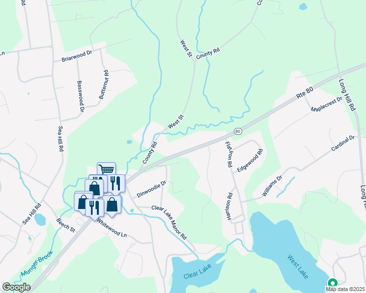 map of restaurants, bars, coffee shops, grocery stores, and more near 1931 Connecticut 80 in Guilford