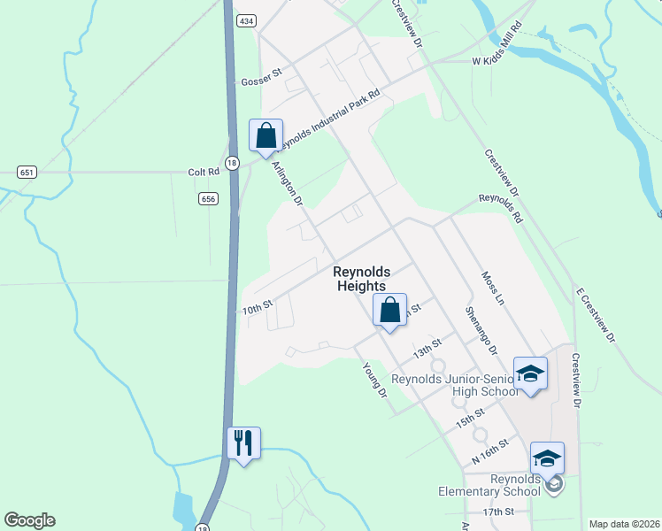 map of restaurants, bars, coffee shops, grocery stores, and more near 911 Arlington Drive in Greenville