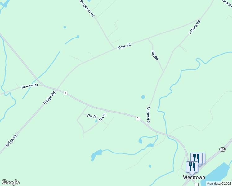 map of restaurants, bars, coffee shops, grocery stores, and more near 2254 County Road 1 in Westtown
