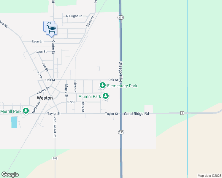 map of restaurants, bars, coffee shops, grocery stores, and more near 13180 Broadway Street in Weston