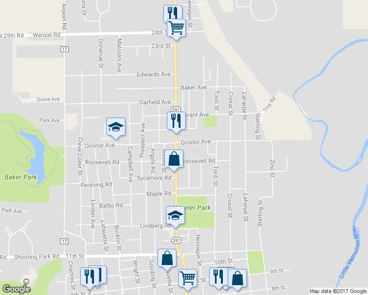 map of restaurants, bars, coffee shops, grocery stores, and more near 834 Oconor Avenue in LaSalle