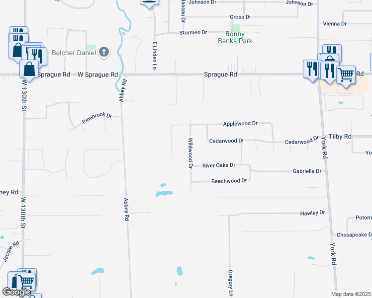 map of restaurants, bars, coffee shops, grocery stores, and more near 8920 Wildwood Drive in North Royalton